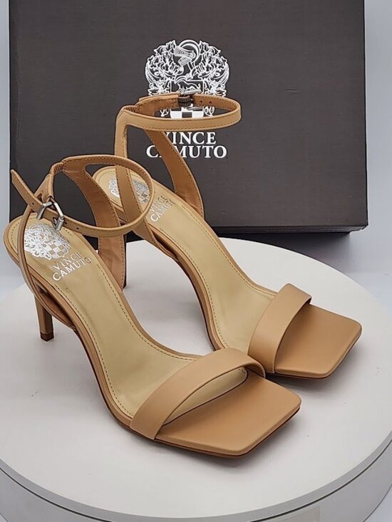 Vince Camuto Shoes - Vince Camuto Saprenda 2 Sandstone Nappa Leather Ankle Strap Heels Size 8.5 M